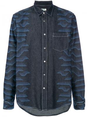 Джинсовая рубашка с абстрактным принтом Kenzo. Цвет: синий