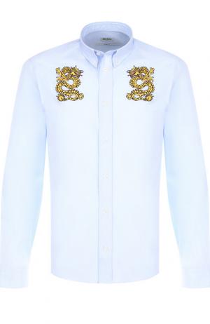 Хлопковая рубашка с воротником button down Kenzo. Цвет: голубой