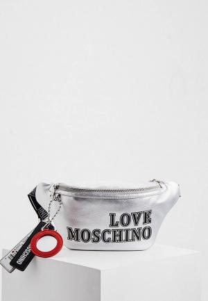 Сумка поясная Love Moschino. Цвет: серебряный