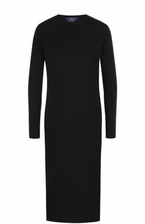 Шерстяное платье-миди с длинным рукавом Polo Ralph Lauren. Цвет: черный