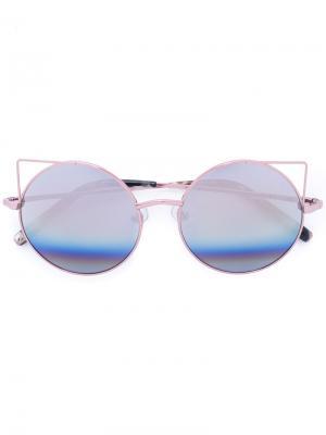 Круглые солнцезащитные очки Linda Farrow. Цвет: розовый и фиолетовый