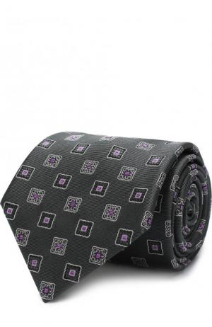 Шелковый галстук с узором Brioni. Цвет: оливковый