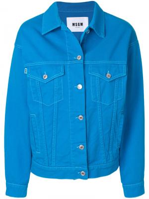 Джинсовая куртка с нашивкой MSGM. Цвет: синий