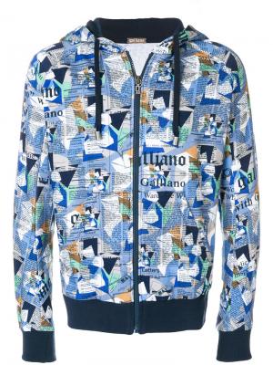 Куртка с капюшоном  и графическим принтом John Galliano. Цвет: синий
