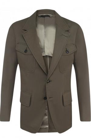 Однобортный хлопковый пиджак Tom Ford. Цвет: оливковый