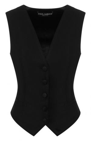Однотонный шелковый жилет Dolce & Gabbana. Цвет: черный