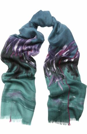 Кашемировый шарф Feathers с принтом Loro Piana. Цвет: бирюзовый