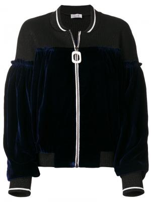 Куртка-бомбер с бархатными панелями Aviù. Цвет: синий