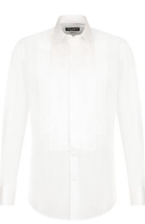 Сорочка под смокинг из смеси хлопка и шелка Dolce & Gabbana. Цвет: белый