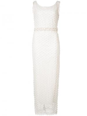 Платье с вышивкой Marchesa Notte. Цвет: белый