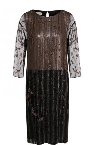 Шелковое платье свободного кроя с длинным рукавом Dries Van Noten. Цвет: черный