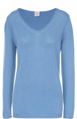 Кашемировый удлиненный пуловер с V-образным вырезом FTC. Цвет: синий