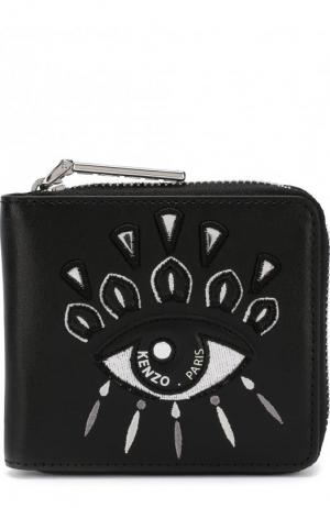 Кожаный кошелек на молнии с вышивкой Eye Kenzo. Цвет: черный