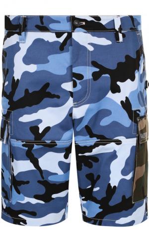 Хлопковые шорты с карманами Valentino. Цвет: синий