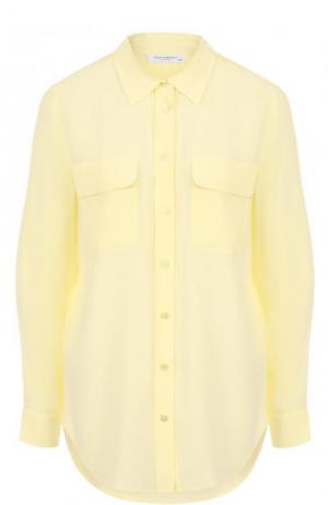 Шелковая блуза прямого кроя с накладными карманами Equipment. Цвет: желтый