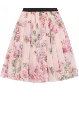 Многослойная юбка с принтом и эластичным поясом Dolce & Gabbana. Цвет: розовый