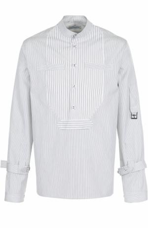 Хлопковая рубашка в полоску с отделкой J.W. Anderson. Цвет: черный