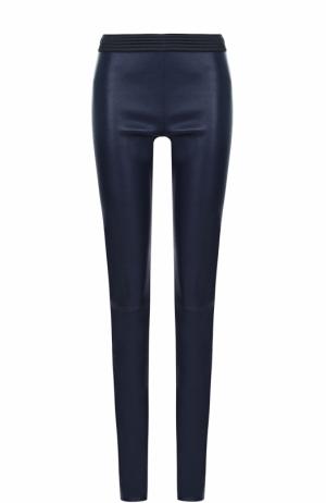 Кожаные брюки-скинни с эластичным поясом DROMe. Цвет: темно-синий