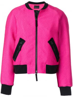Куртка-бомбер с нашивкой Emporio Armani. Цвет: розовый и фиолетовый