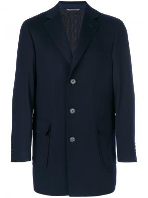 Короткое пальто с накладными карманами Canali. Цвет: синий