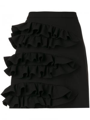 Мини-юбка с оборками MSGM. Цвет: чёрный