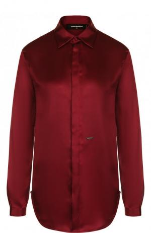 Однотонная шелковая блуза прямого кроя Dsquared2. Цвет: бордовый