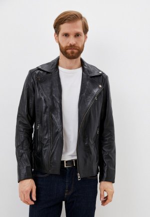 Куртка кожаная Basics & More. Цвет: черный