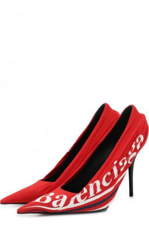 Текстильные туфли Knife с логотипом бренда Balenciaga. Цвет: красный