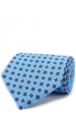 Шелковый галстук с узором Kiton. Цвет: голубой