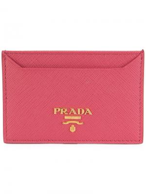 Классическая визитница Prada. Цвет: розовый и фиолетовый
