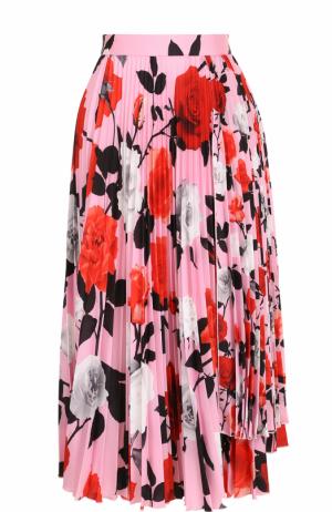 Плиссированная юбка-миди с цветочным принтом MSGM. Цвет: розовый