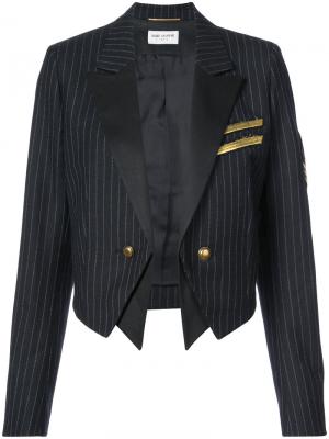 Укороченный пиджак в стиле милитари Saint Laurent. Цвет: none