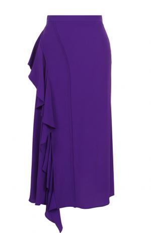 Однотонная юбка-миди с оборками No. 21. Цвет: фиолетовый