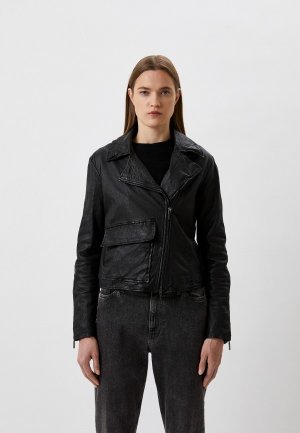 Куртка кожаная Armani Exchange. Цвет: черный