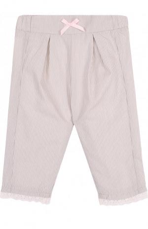 Хлопковые брюки с защипами в полоску Sanetta Fiftyseven. Цвет: серый