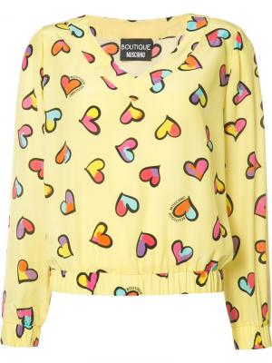 Блузка с принтом сердец Boutique Moschino. Цвет: жёлтый и оранжевый