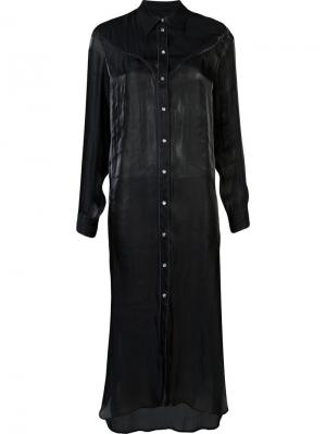 Длинное платье-рубашка Mm6 Maison Margiela. Цвет: чёрный
