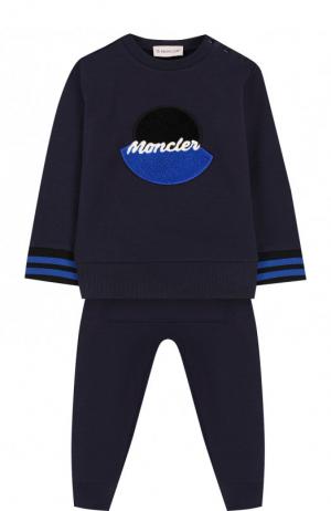 Хлопковый комплект из брюк и свитшота Moncler Enfant. Цвет: синий