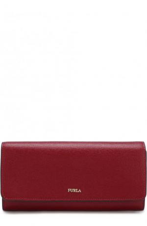 Кожаный кошелек с клапаном и логотипом бренда Furla. Цвет: красный