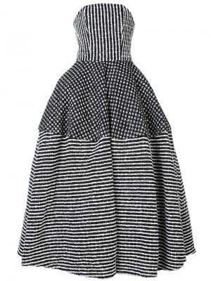 Полосатое пышное платье Christian Siriano. Цвет: чёрный