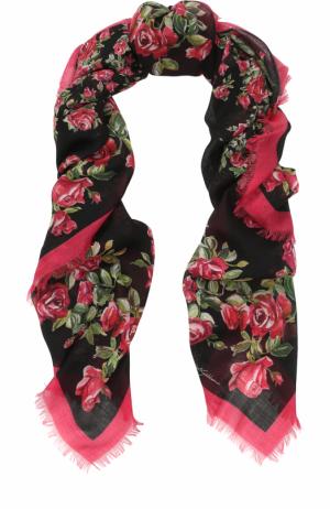 Платок из смеси кашемира и шелка с цветочным принтом Dolce & Gabbana. Цвет: красный