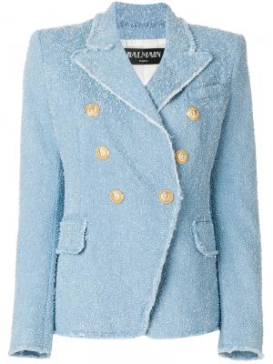 Пиджак с декоративными пуговицами Balmain. Цвет: синий