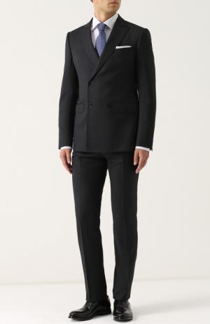 Шерстяной костюм с двубортным пиджаком Armani Collezioni. Цвет: темно-серый
