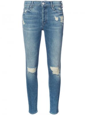 Узкие джинсы с протертостями Mother. Цвет: синий