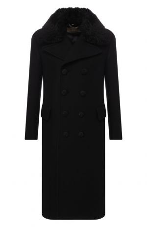 Двубортное пальто из кашемира прямого кроя Burberry. Цвет: черный