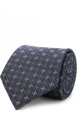 Шелковый галстук с узором Brioni. Цвет: синий