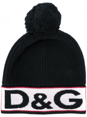 Шляпа с логотипом вязки интарсия Dolce & Gabbana. Цвет: чёрный