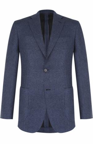 Кашемировый однобортный пиджак Brioni. Цвет: темно-синий
