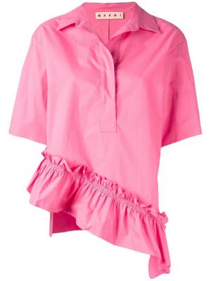 Асимметричная футболка Marni. Цвет: розовый и фиолетовый