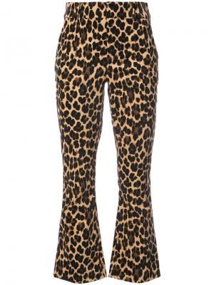 Расклешенные брюки с гепардовым принтом Frame Denim. Цвет: многоцветный